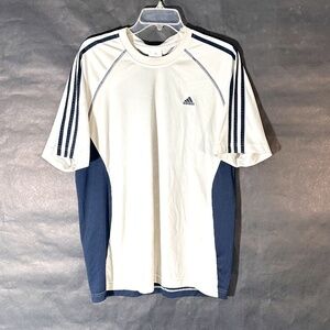 ADIDAS White Blue Multicolor Workout Athletic Training Activewear Top Jersey